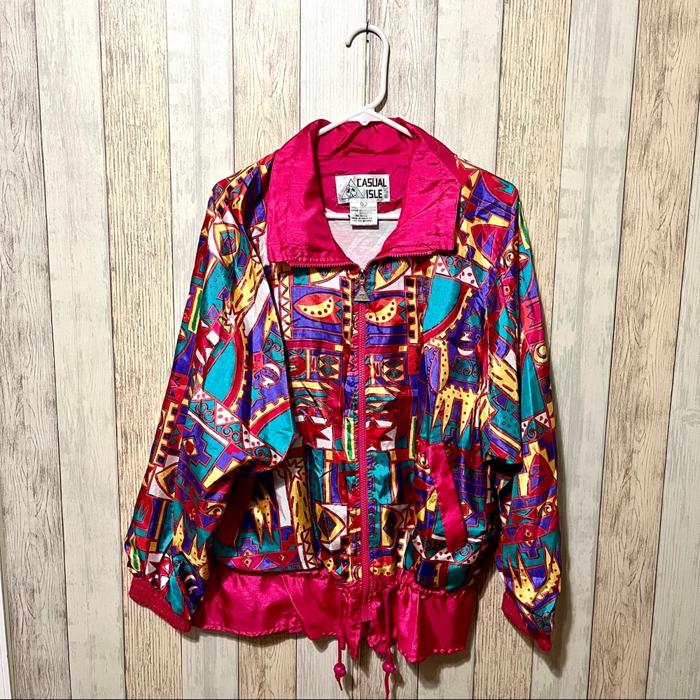 Vintage 80s/90s Giraffe Print Silky Windbreaker